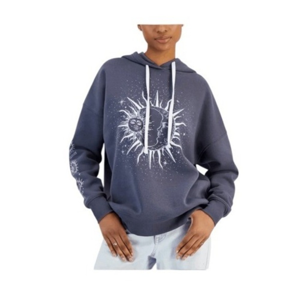 Grayson Threads Celestial Hoodie Sweatshirt Blue Fleece Knit Long Sleeve L‎